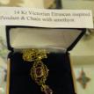 14Kt Victorian inspired Pendant and Chain with amethyst
