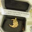 14 Kt Gold Chain and Pendant Half Moon with Maiden 