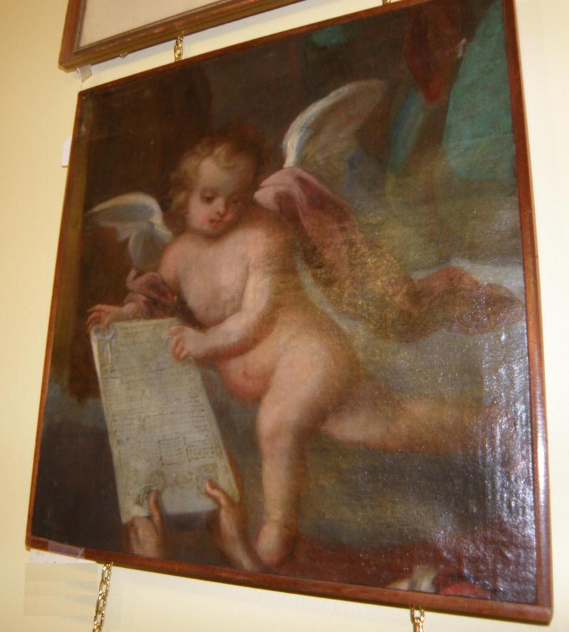 1700s Colonial Old Master painting with Angel 