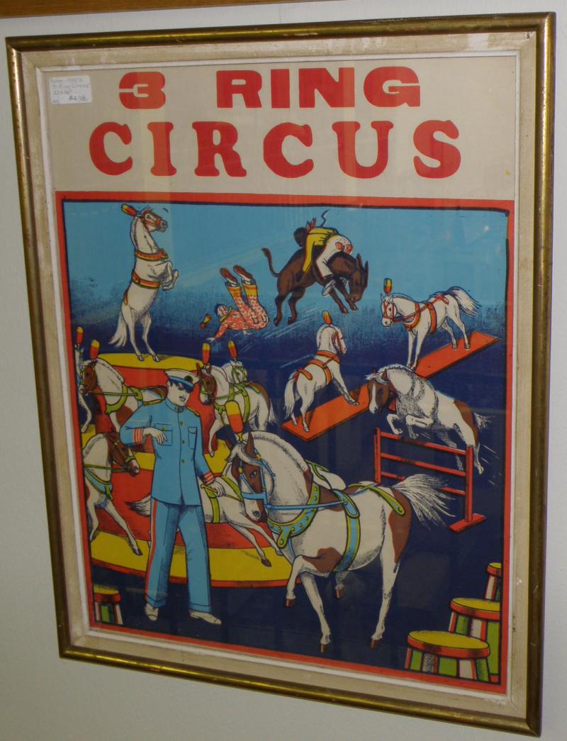 1930's Poster. '3-Ring Circus'  23 x 18 