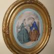 19th C. old print in oval frame