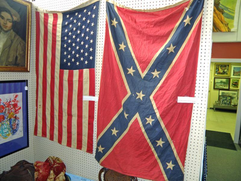 49 star American Flag Ca. 1959-1960, and Early 1900's Confederate Gathering camp