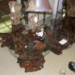 California Redwood Base  Mid-Century Coffee Table and Pair Side Tables from Miam
