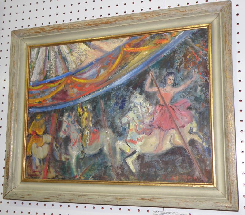 Circus merry-Go-Round Oil on Board by Rubi Roth.  16 x 21, signed   