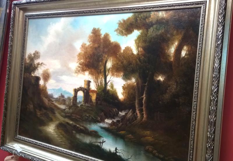 Early 19th Century Landscape oil on canvas by Vauceau  