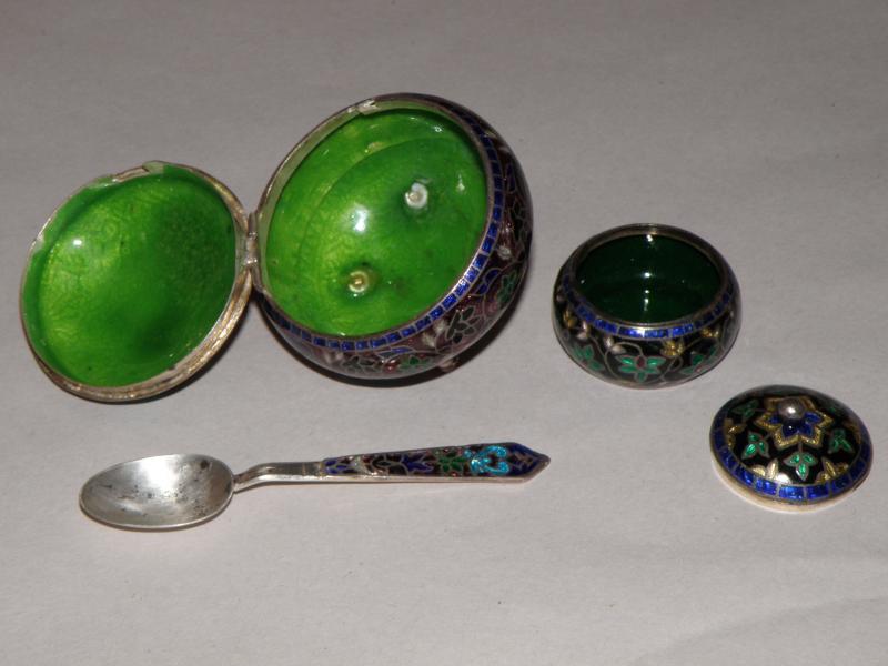 Enameled Lidded Salts           