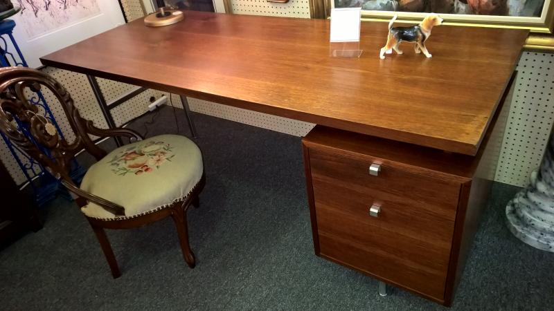 George Nelson, Herman Miller Walnut and Chrome Executive Desk, Ca 1960