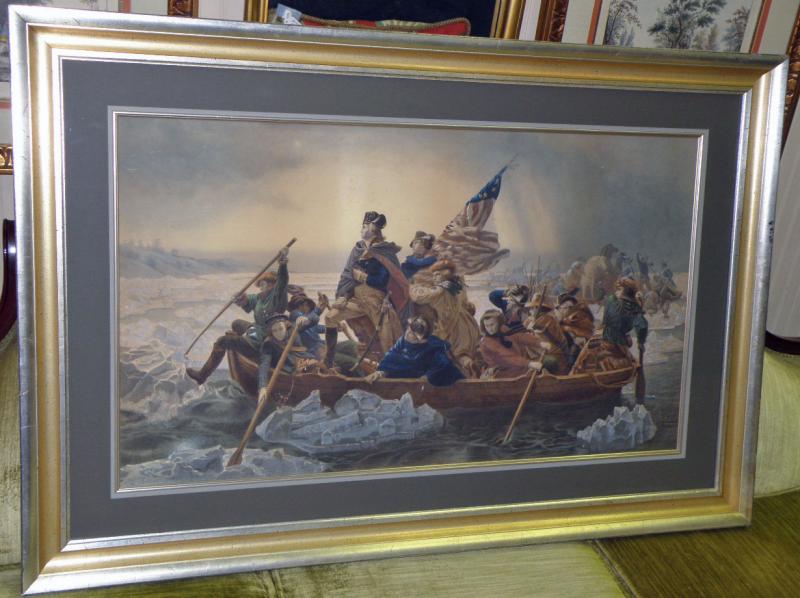 George Washington Crossing the Deleware. Very rare old lithograph﻿. Painted by  
