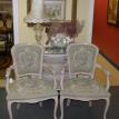 Grey needle point chair vignette 