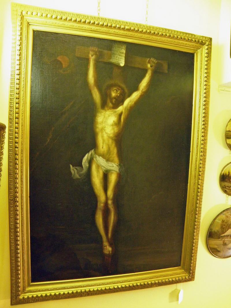 Jesus on Cross. 18th Century Old Master Oil on Canvas 