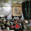 Ornate Jewelry and round silver tray 