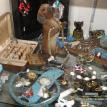 Vintage Jewelry and sitting Dog