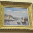 Artist John Clymor framed harbor scene