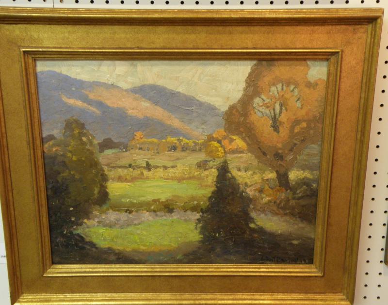 Landscape, oil on board, 16 x 20, Signed John T Barlow, dated 1945 
