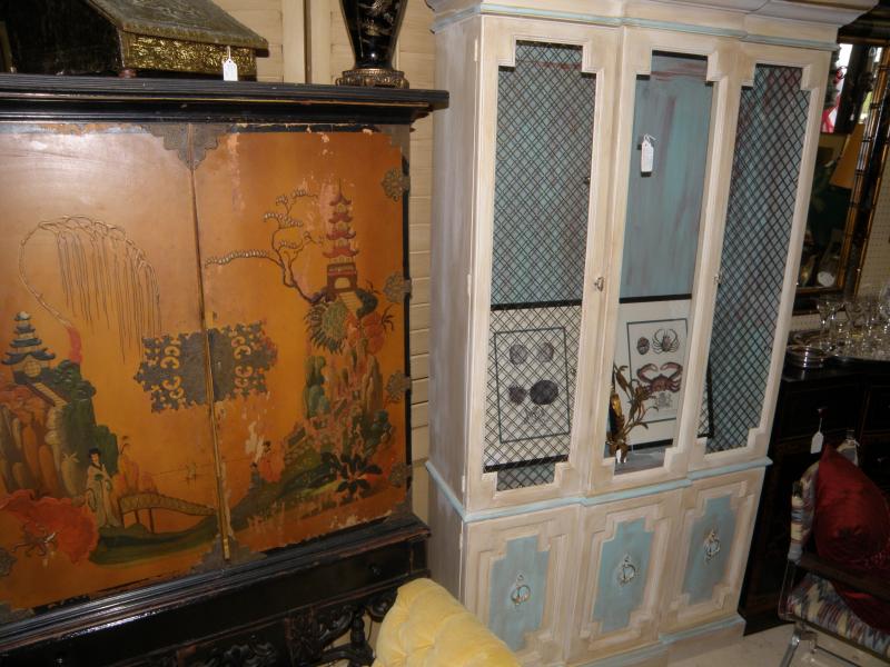 Oriental Cabinet and Painted Breakfront  