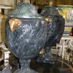 Pair Palatial Blue Ram's Head Urns