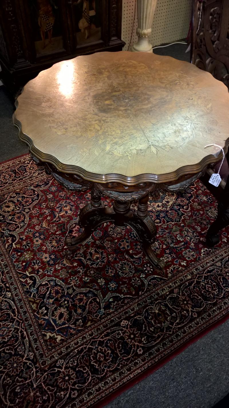 Highly Carved and Inlaid Lamp  Table