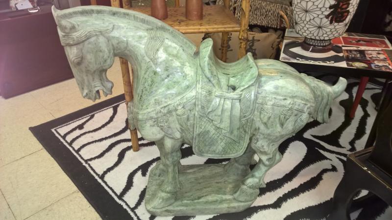 Solid Jade Carving of Tang Style Horse  
