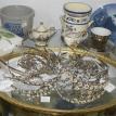Tiaras on oval mirrored tray 