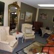 Wing chair and zebra hide decor 