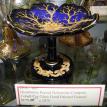 Biedermier Period Bohemian Compote Cobalt Cut Glass Hand Painted Enamel  C 1870 