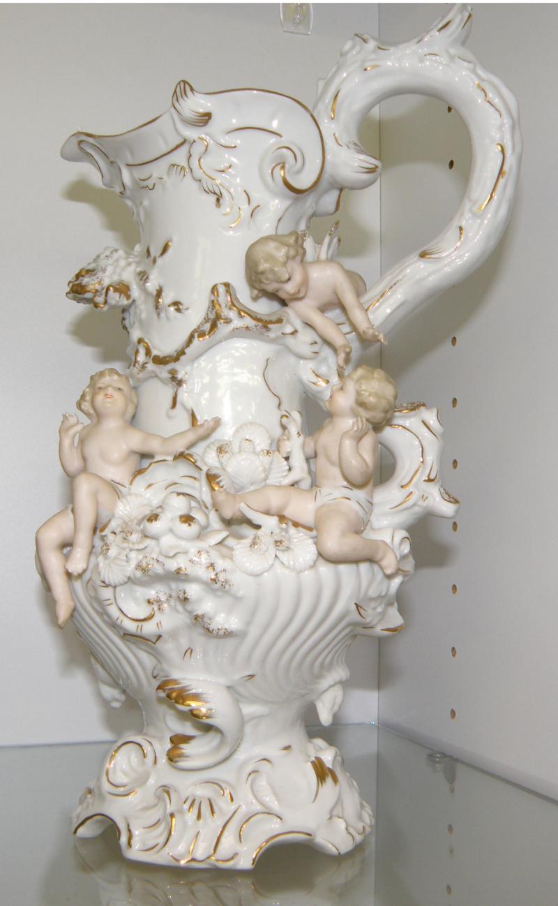 Rocco style Angel Cherub Porcelain Pitcher 